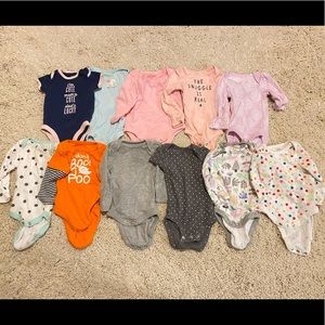 Bundle of baby girl newborn onesies